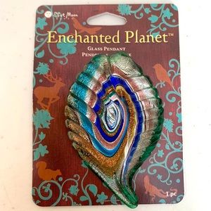 NEW 🏆BOGO Pendant lampwork grn blu slvr gold leaf